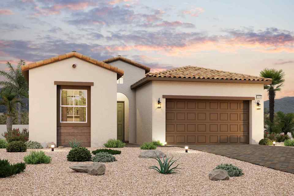 A house with a garage and a driveway.