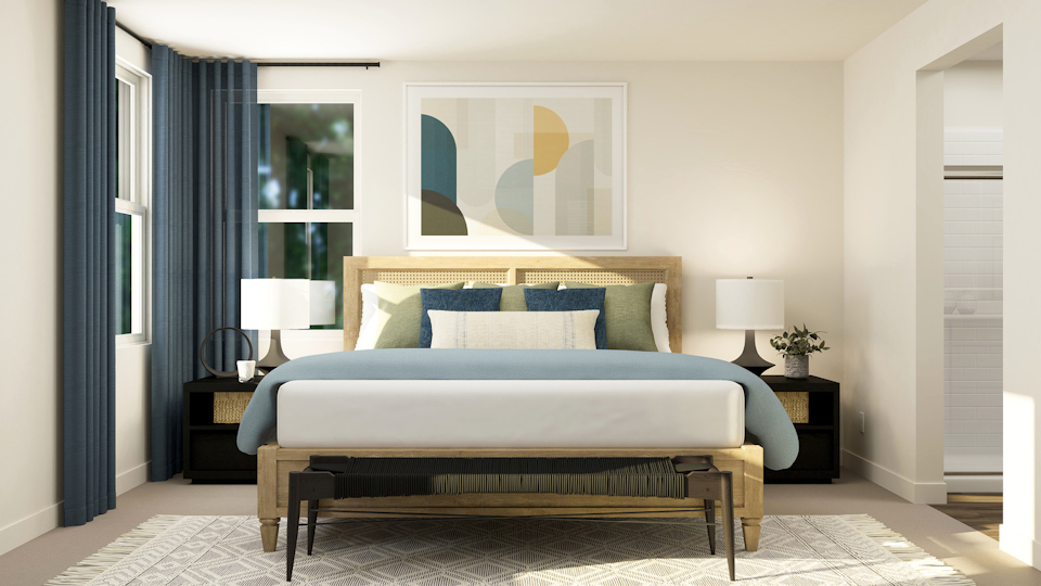A bed in a room.