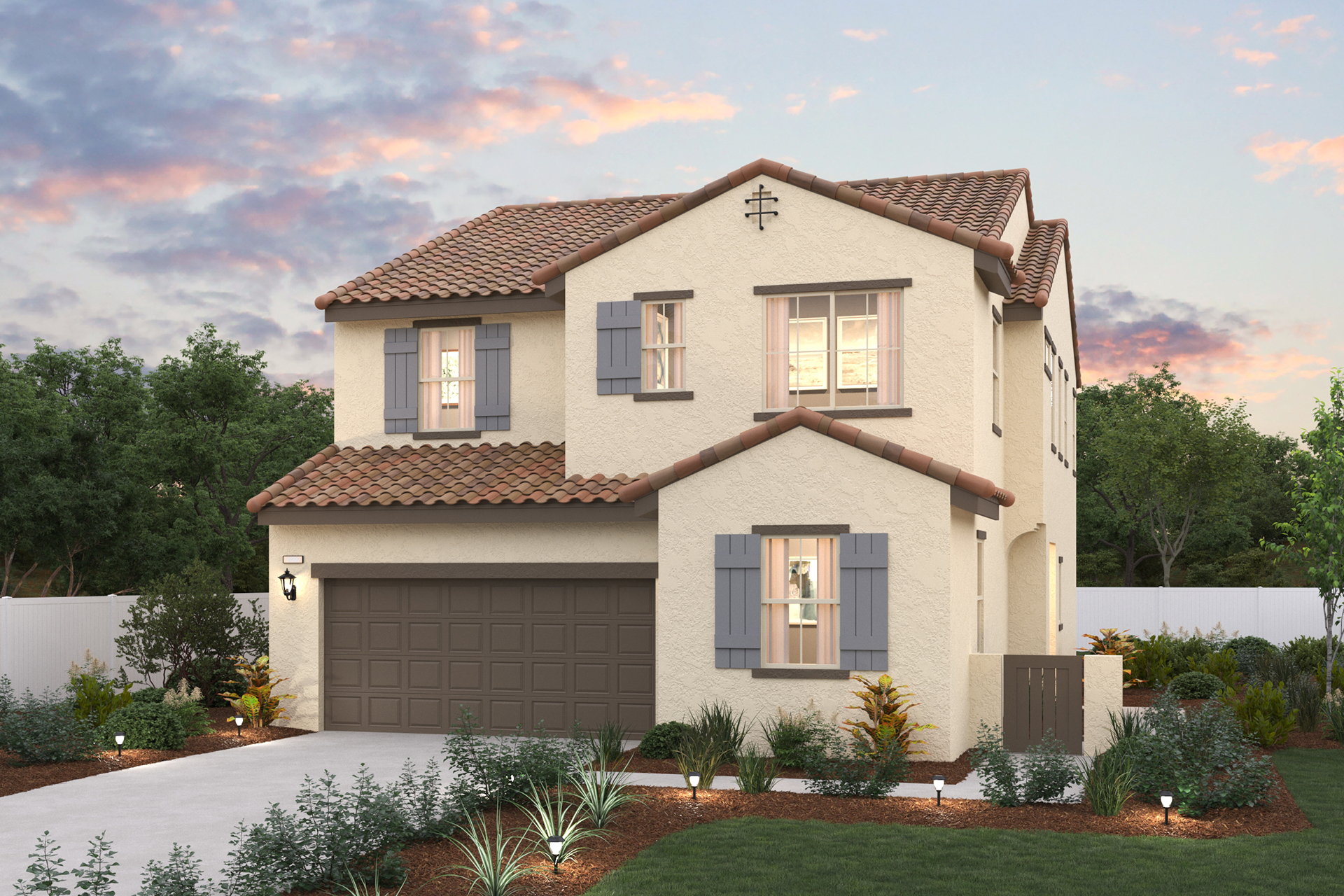 A house with a large front yard.