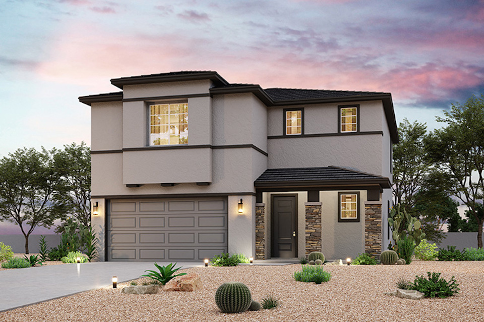 A house with a garage.