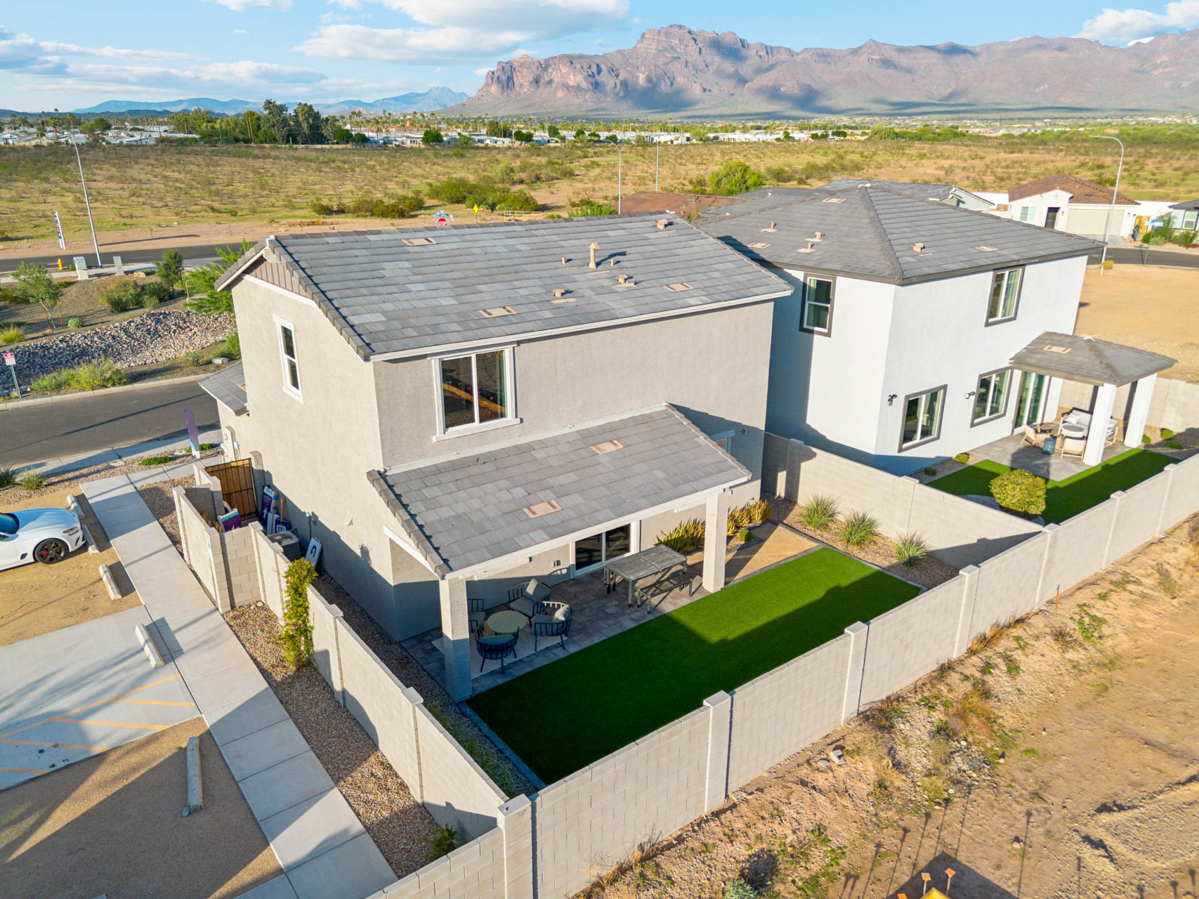A high angle view of a house.