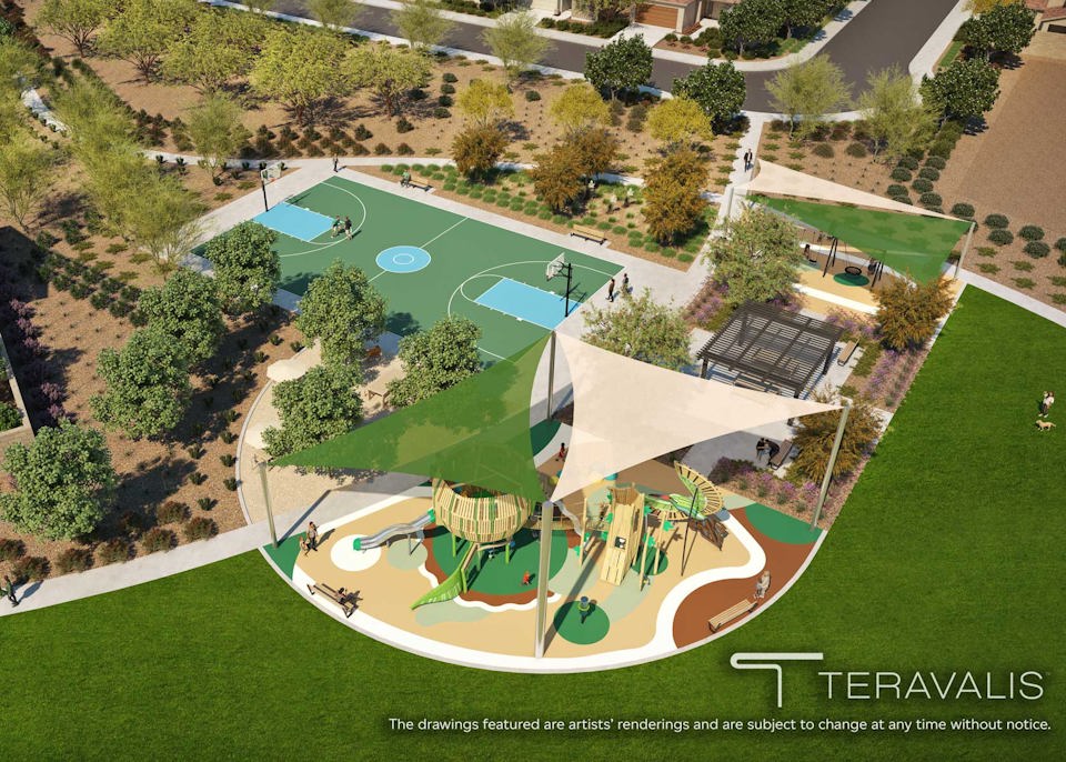 Aerial view of a swimming pool.