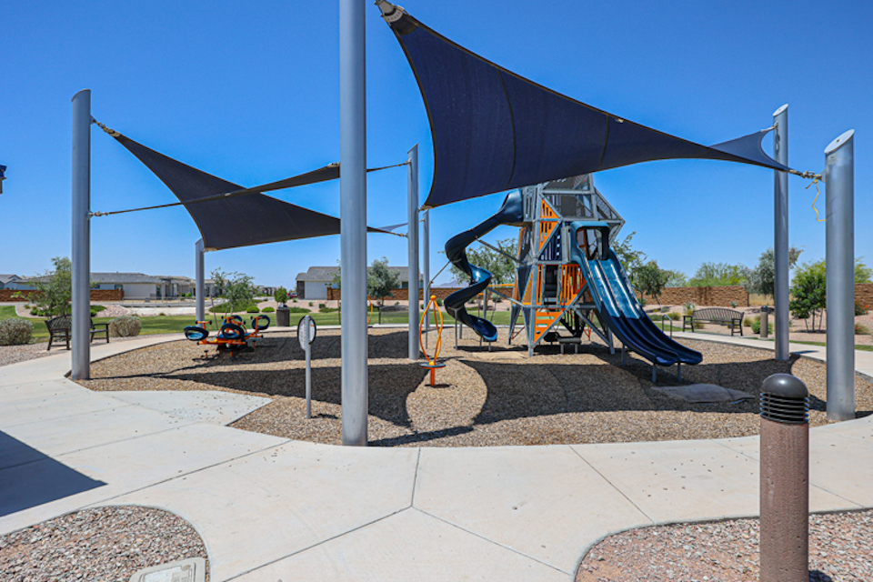 A playground with a slide.
