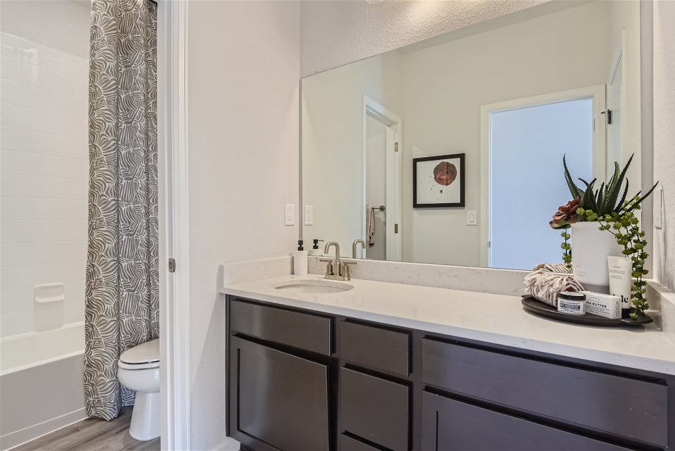 A bathroom with a sink and a toilet.
