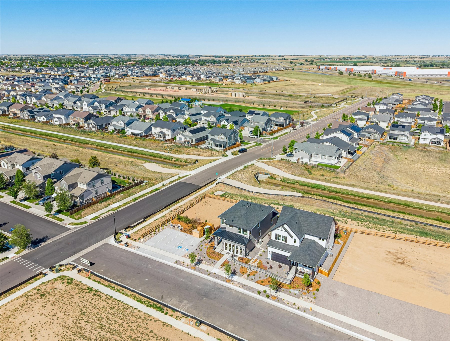 A large group of houses.