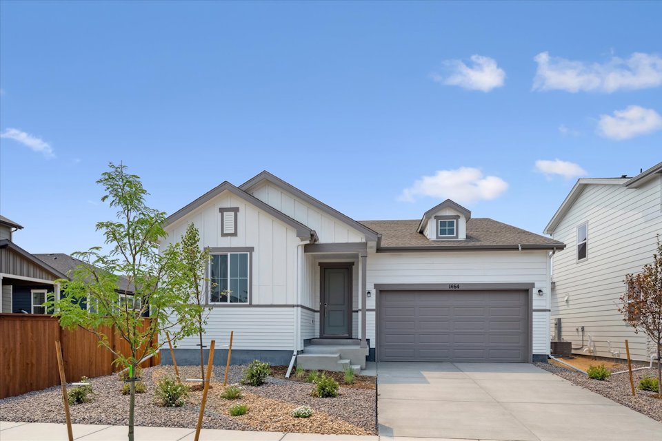 A house with a garage.