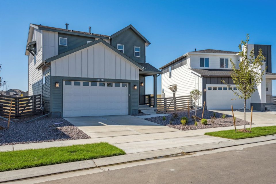 A house with a garage.