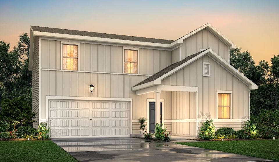 A house with a garage.