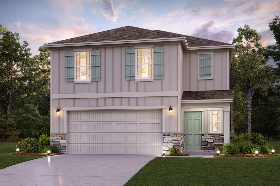 A house with a front yard.