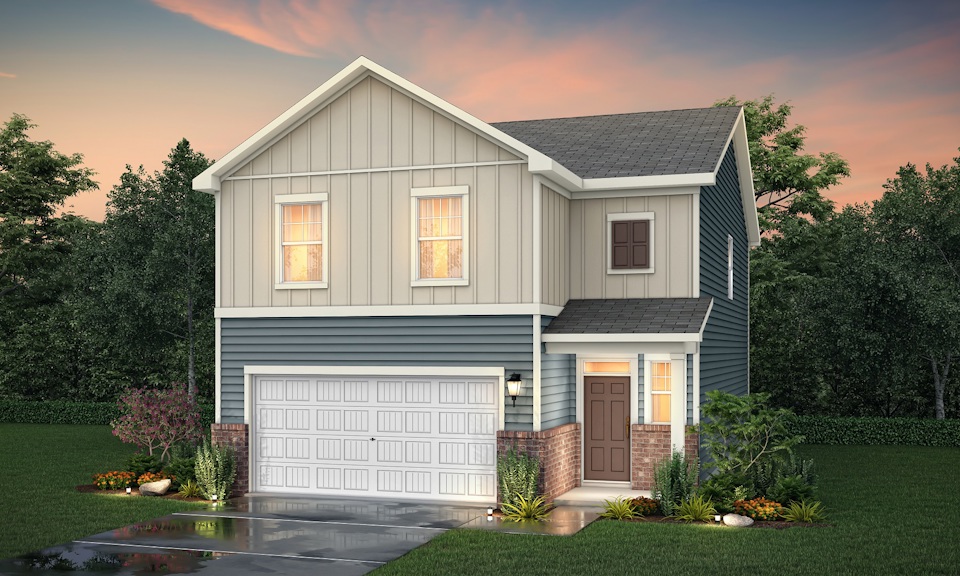 A house with a garage.