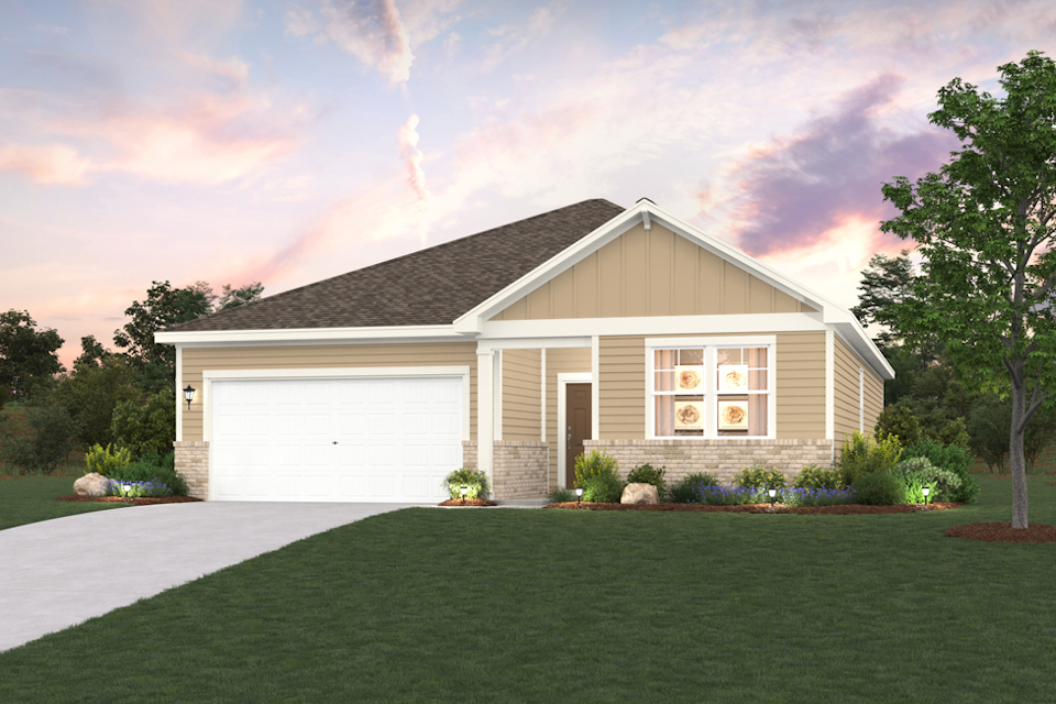 A house with a large lawn.