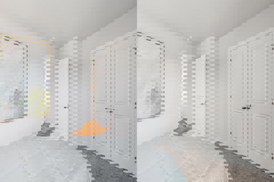 A room with white doors.