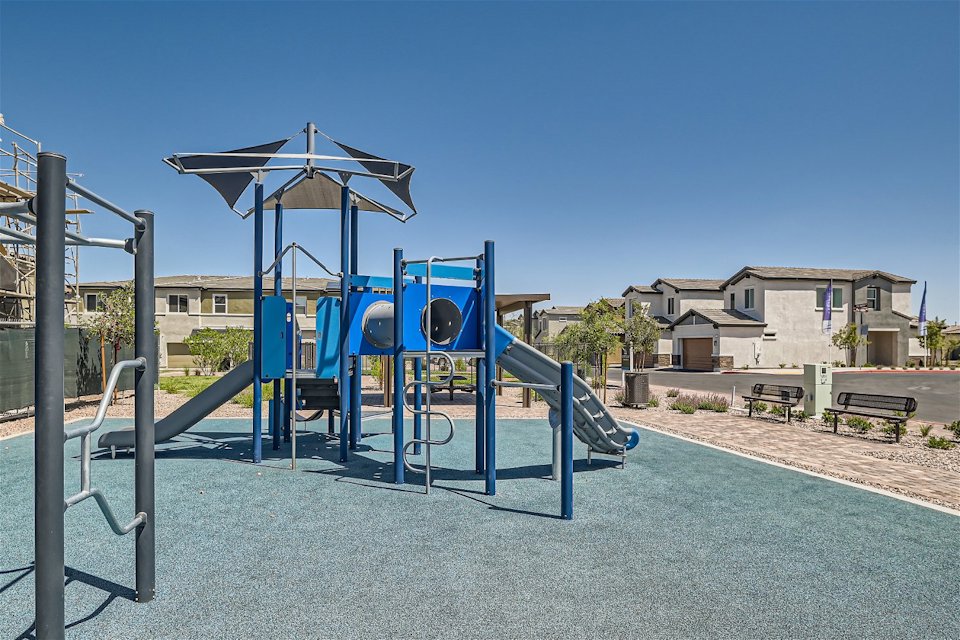 A playground with a slide.