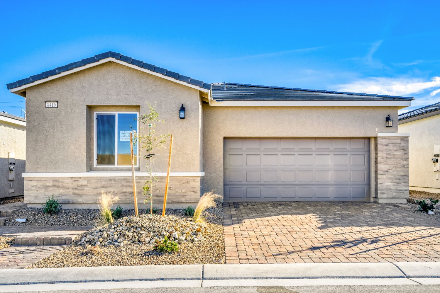 A house with a garage.