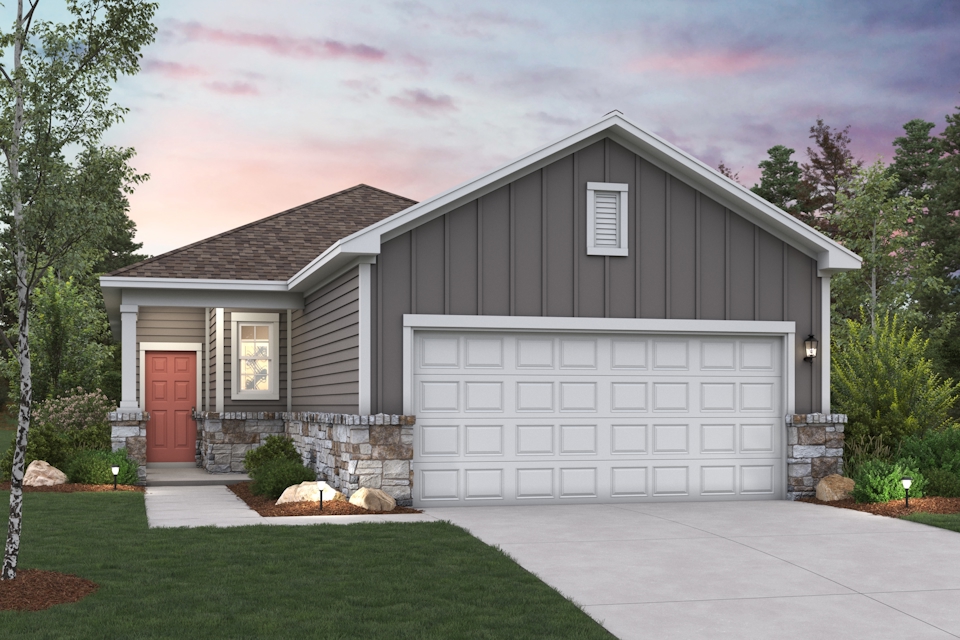 A house with a garage.