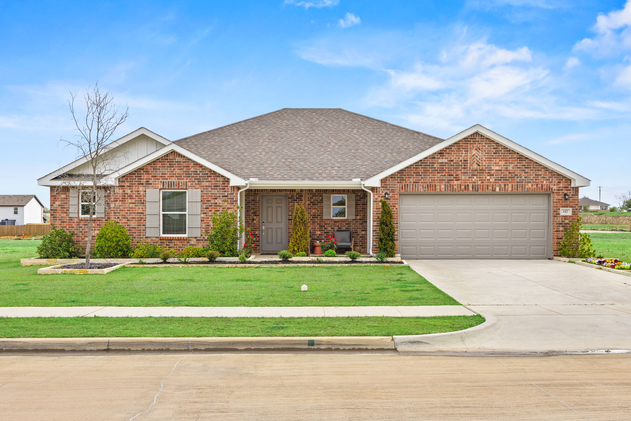 A house with a driveway.