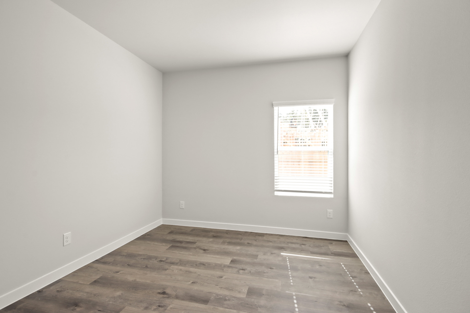 A room with a sign on the wall.