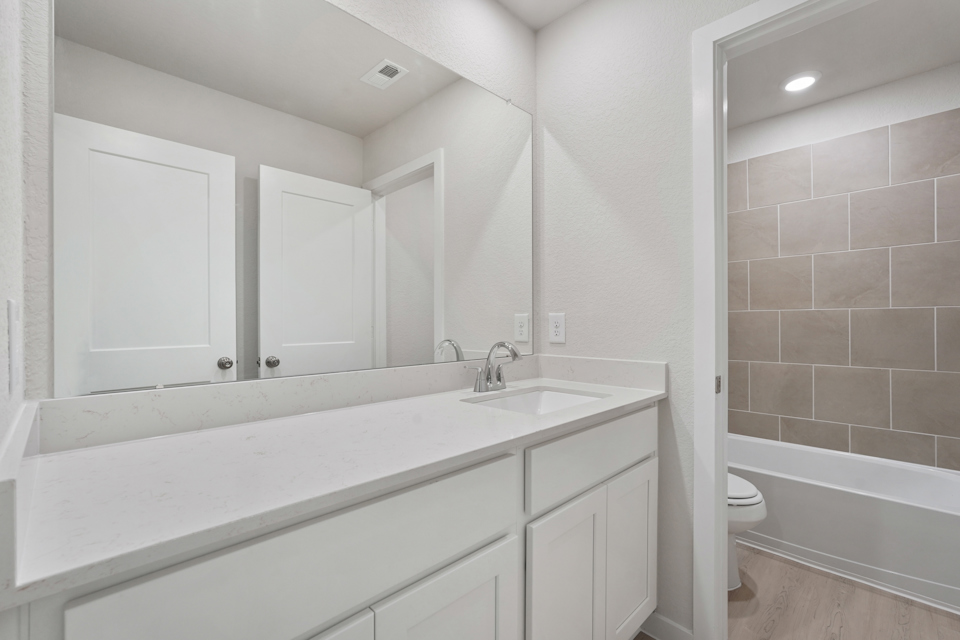 A bathroom with a sink and a toilet.