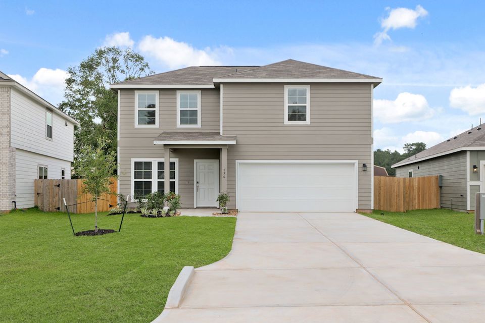 A house with a driveway.