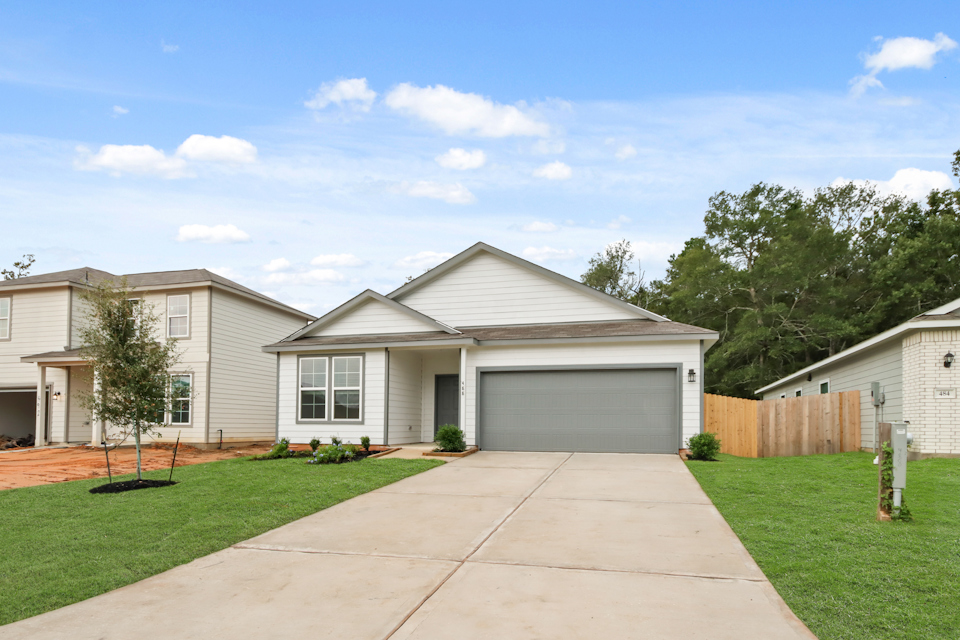 A house with a driveway.