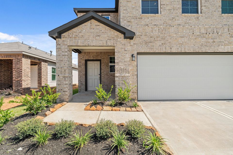 A building with a garage.