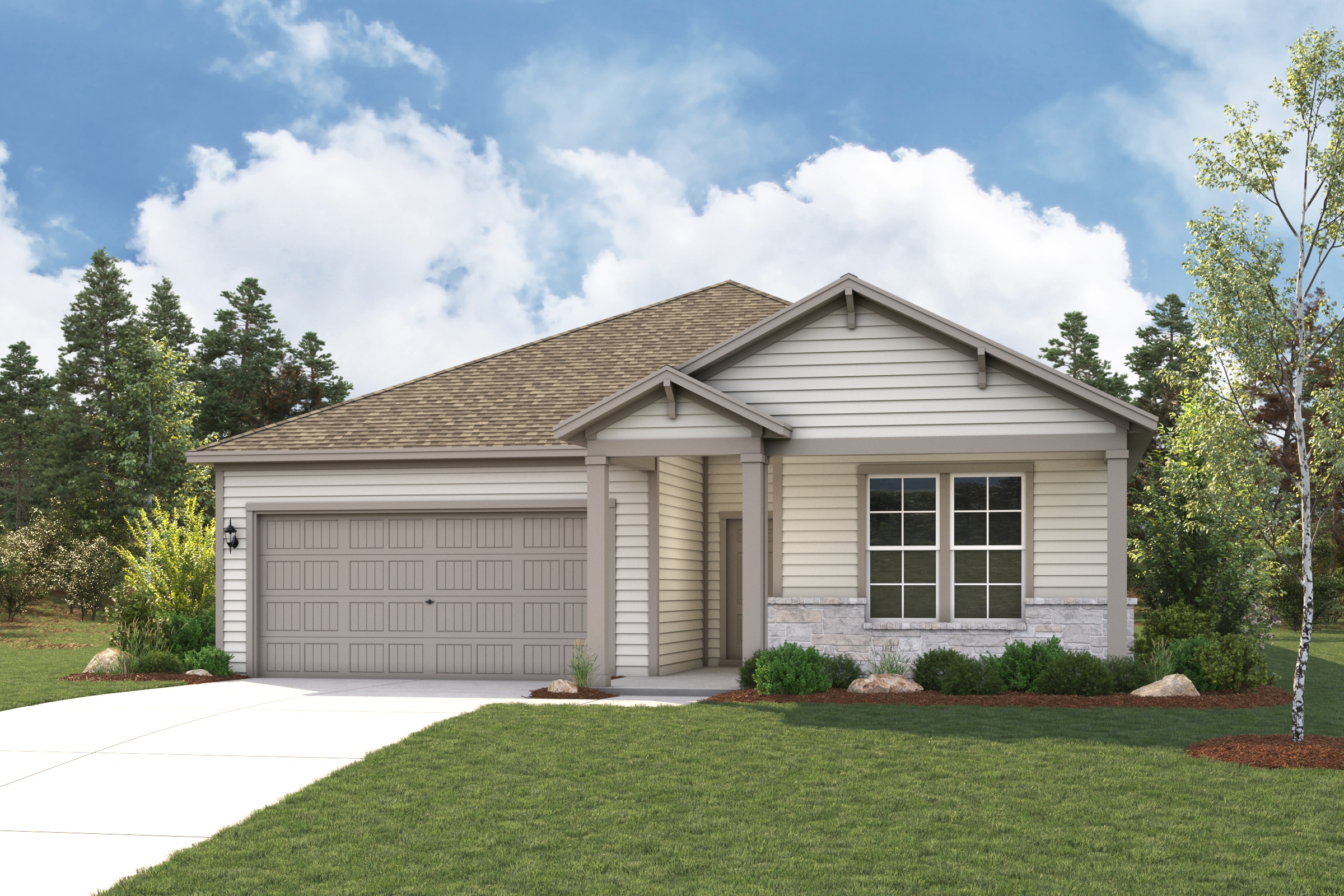 A house with a garage.