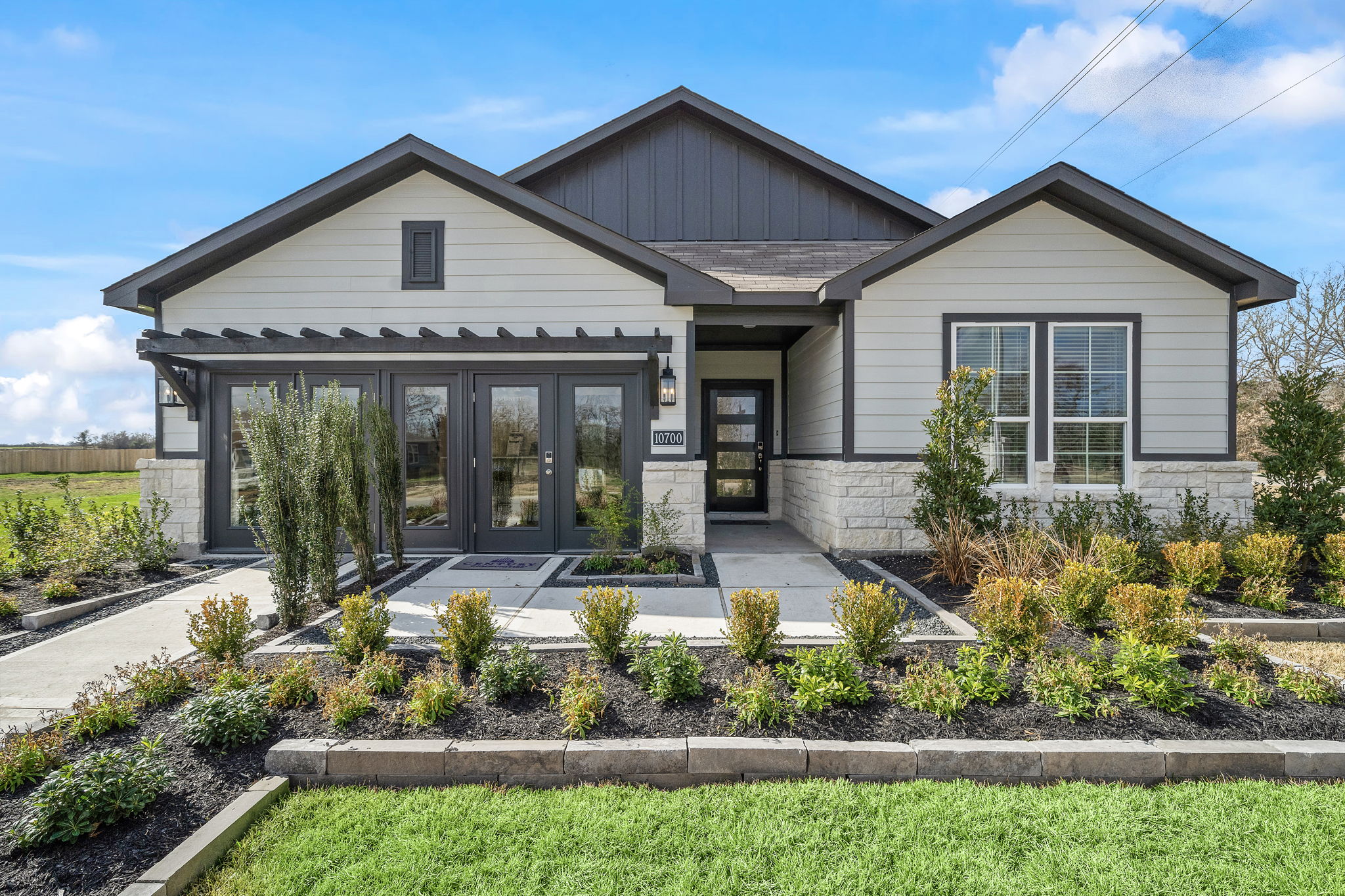 A house with a driveway.