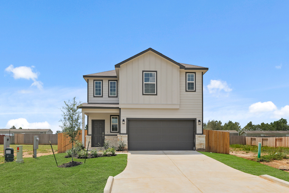 A house with a driveway.