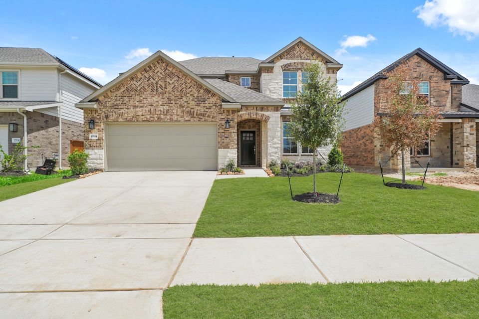 A house with a driveway.