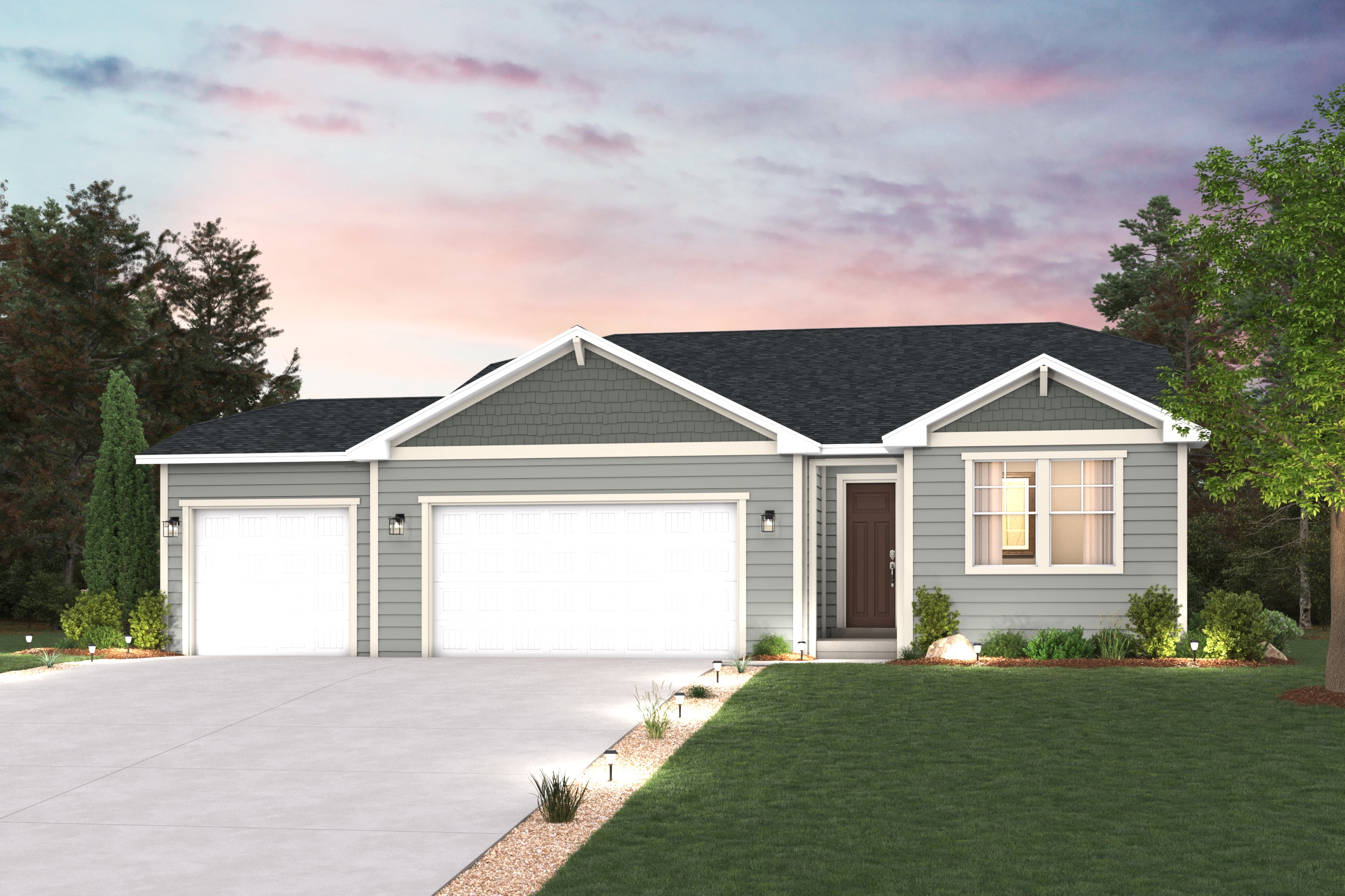 A house with a driveway.