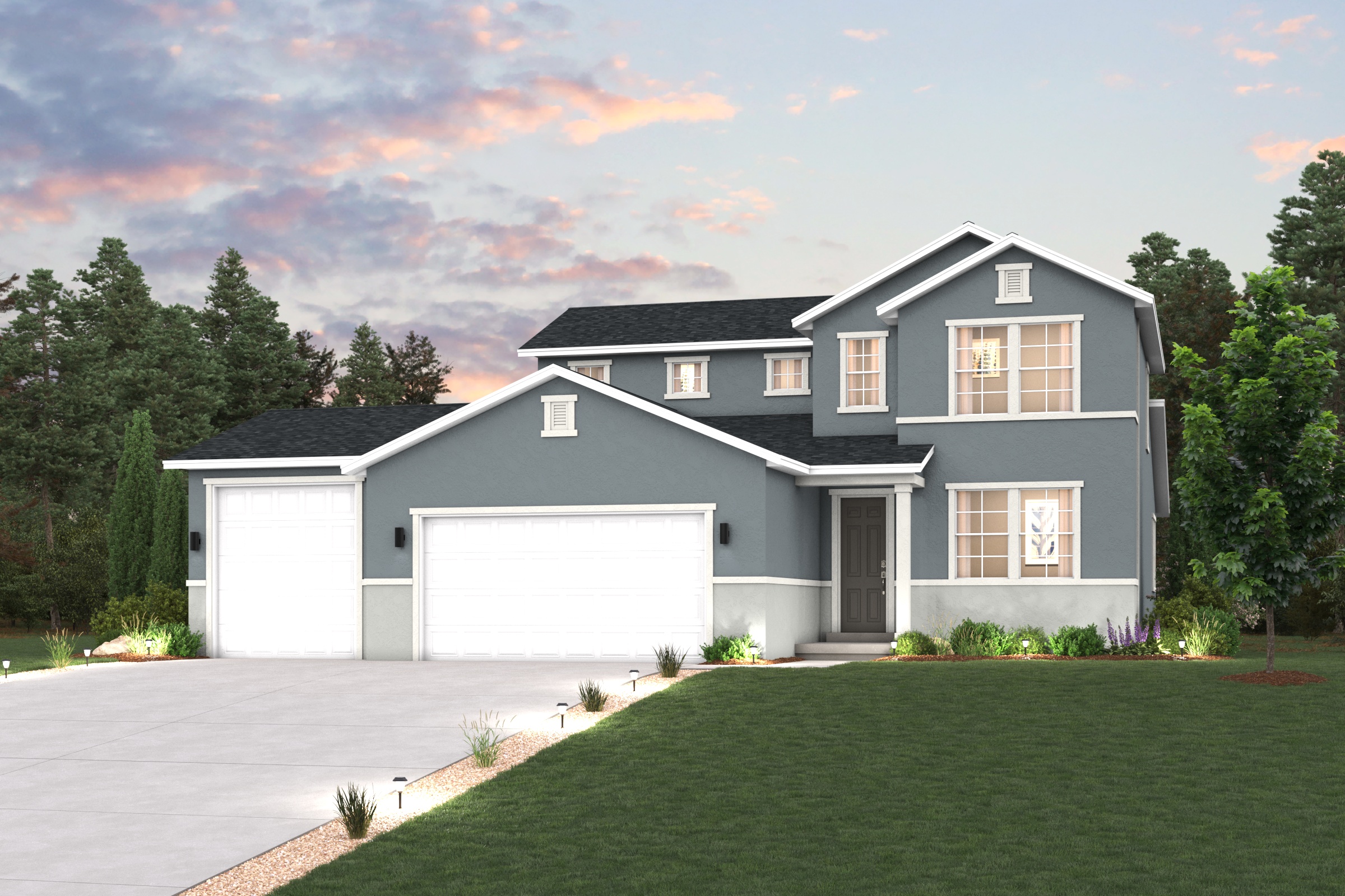 A house with a driveway.