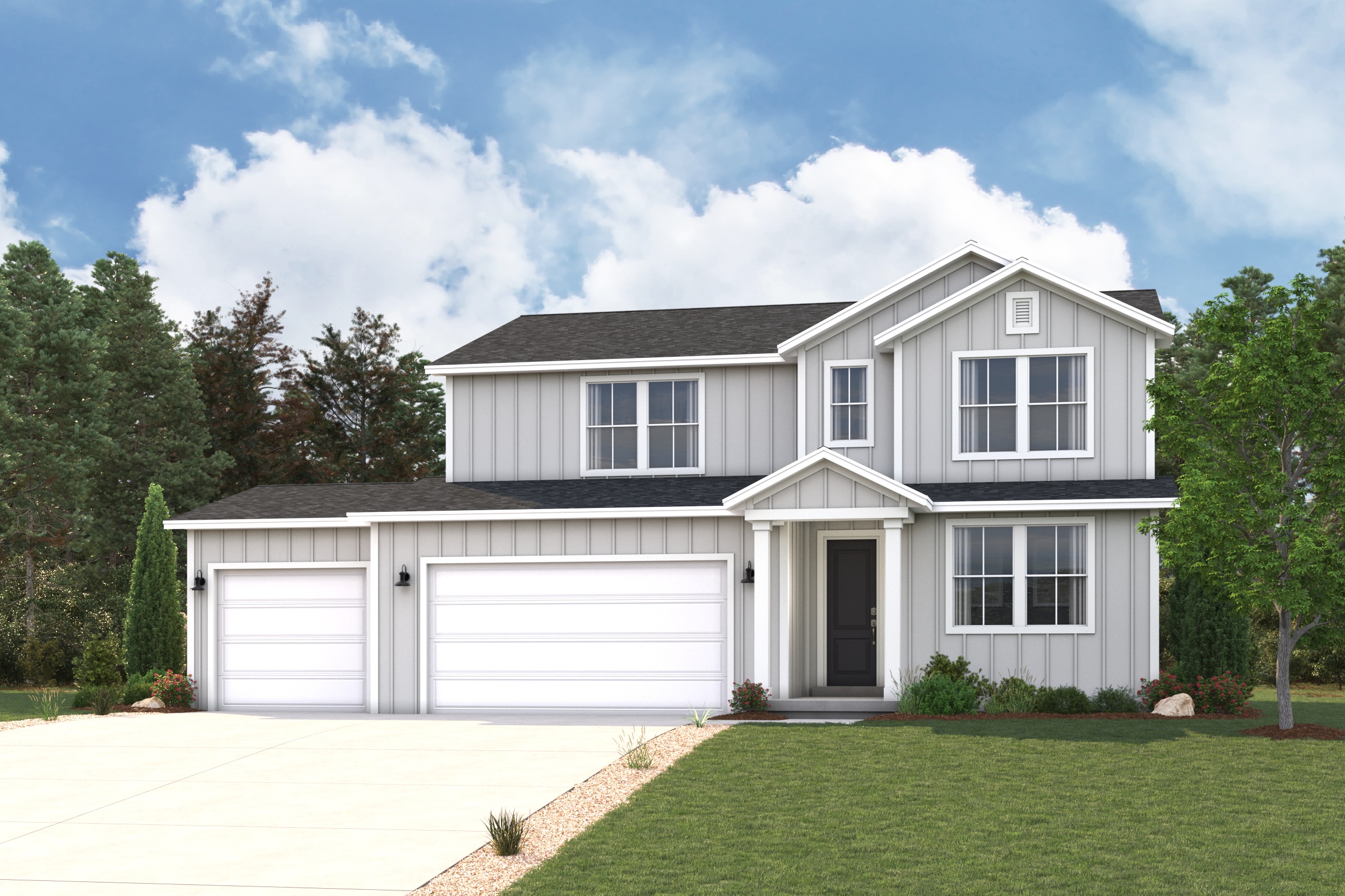 A house with a garage.