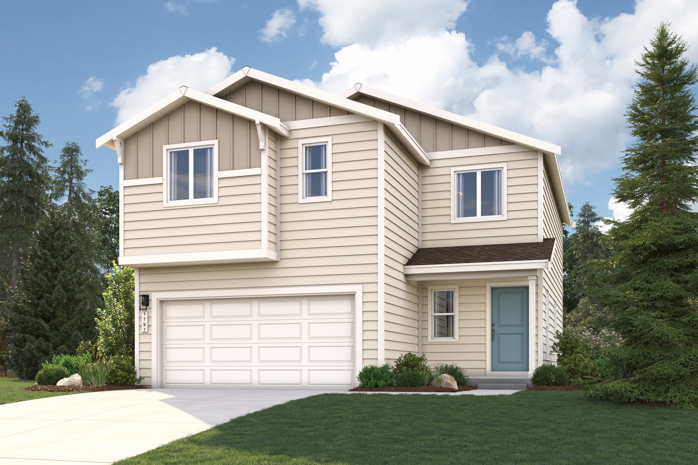 A house with a garage.