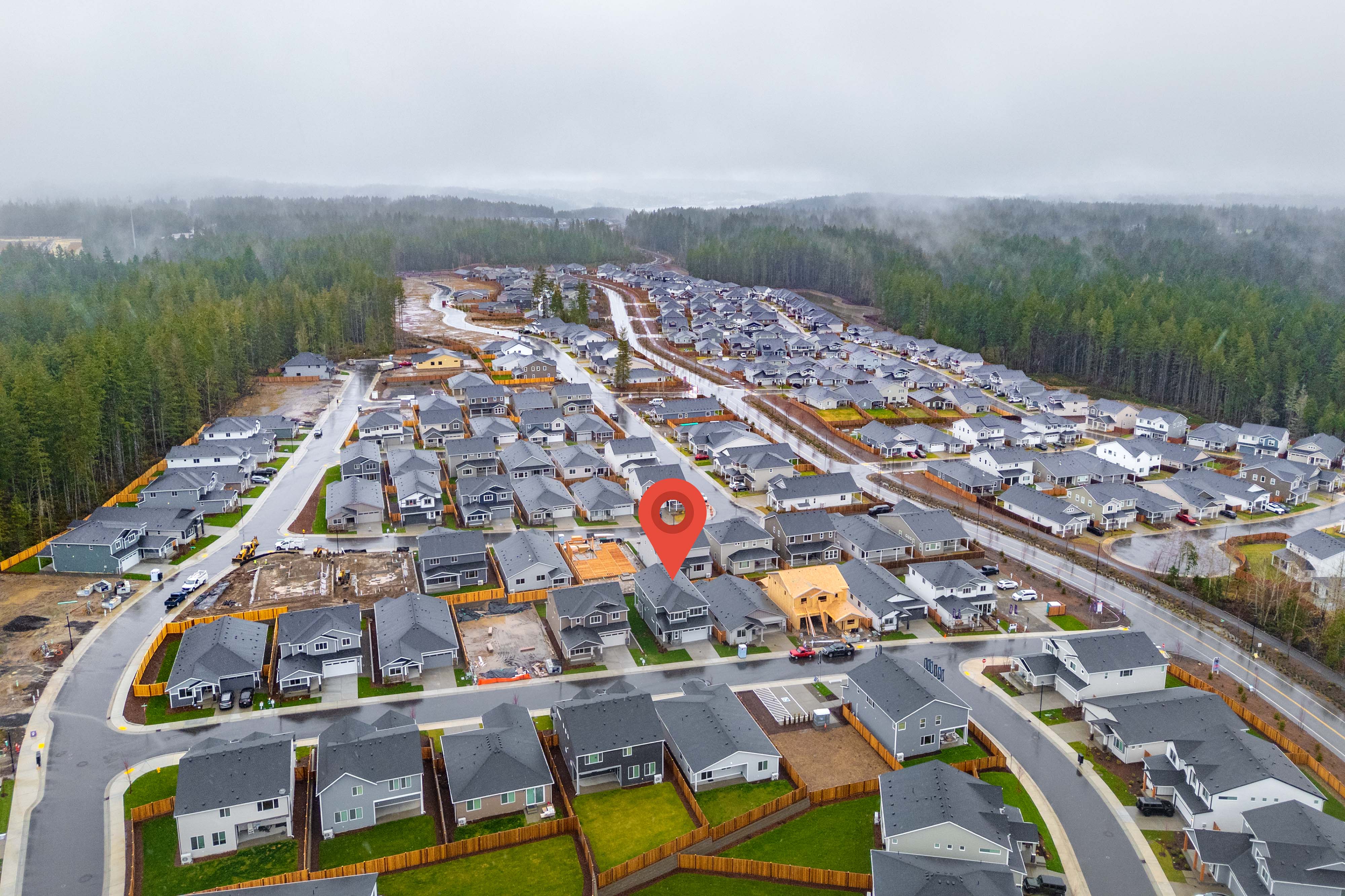 A large group of houses.