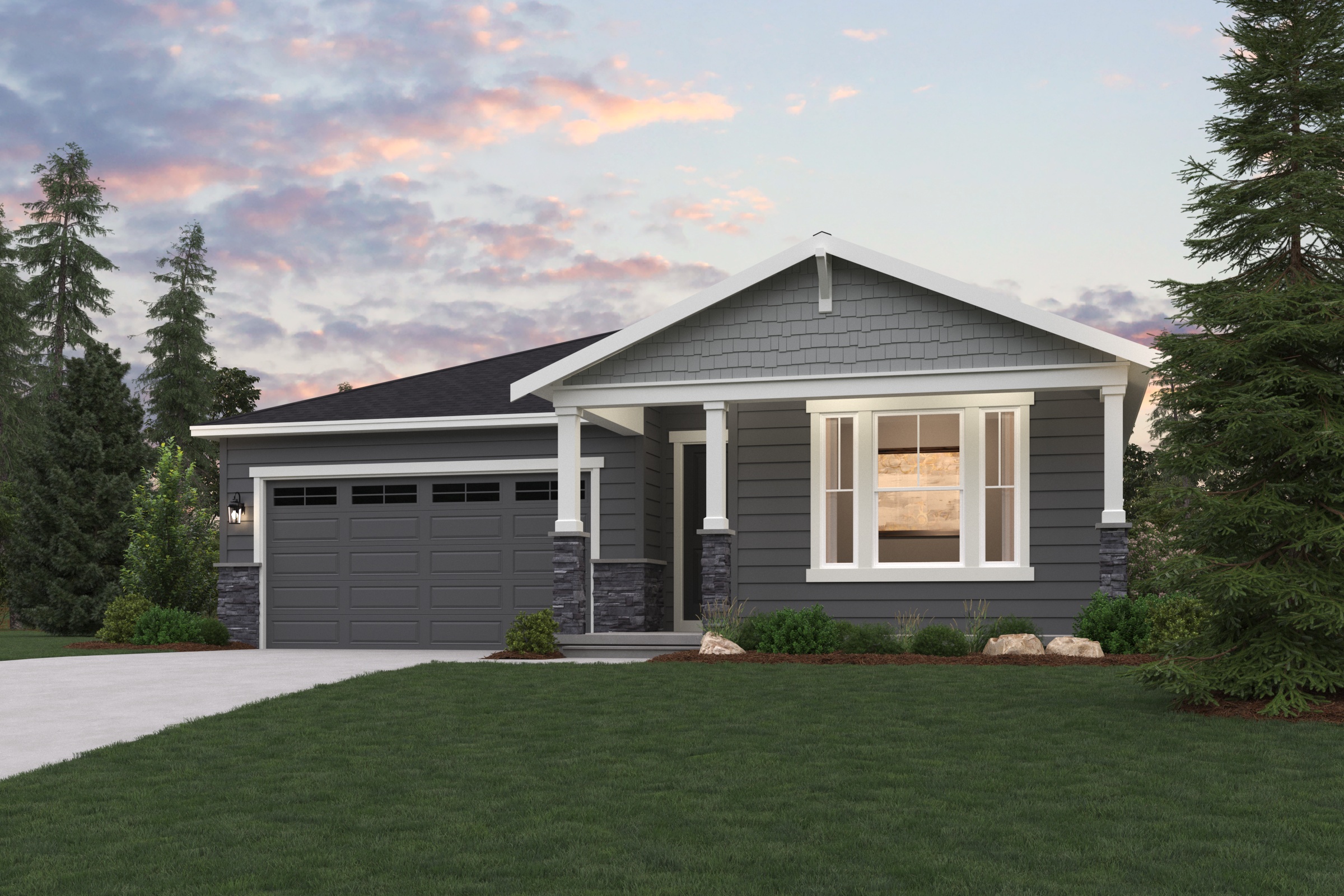 A house with a lawn in front of it.