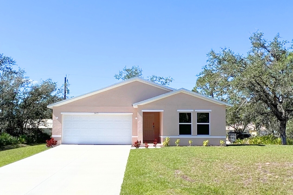A house with a garage.
