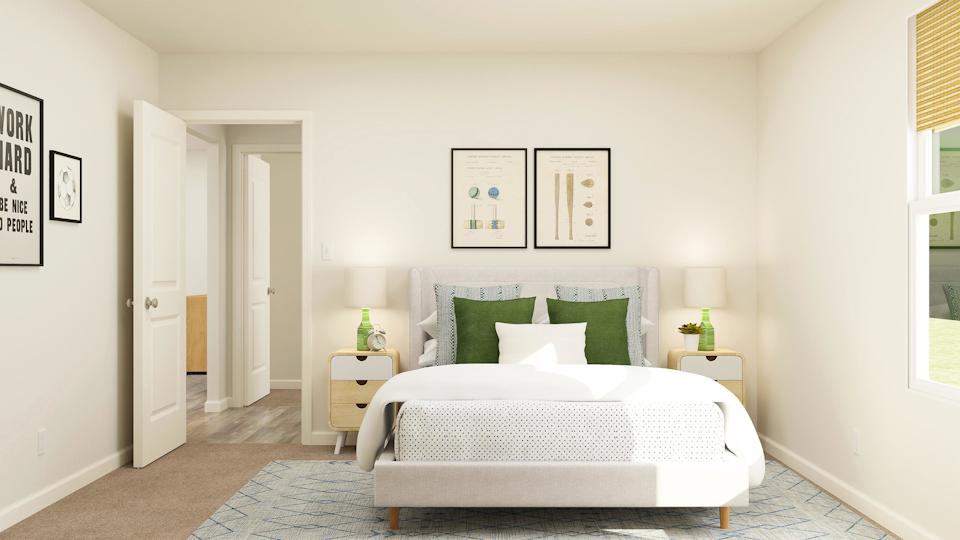 A bed in a room.