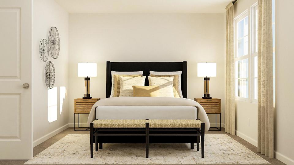 A bed in a room.