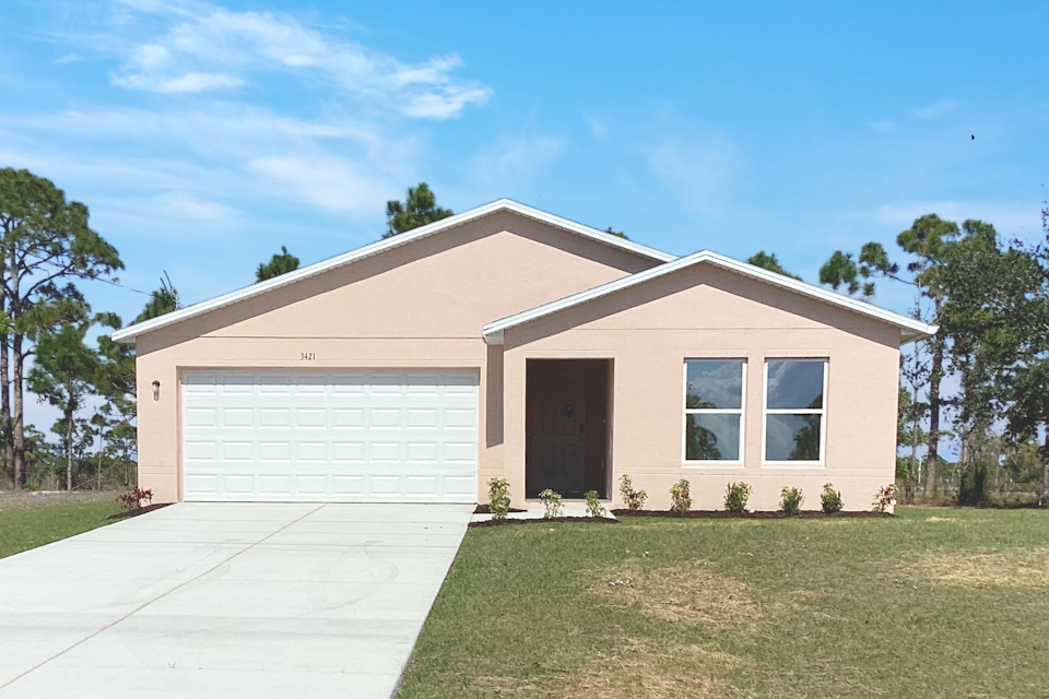 A house with a garage.