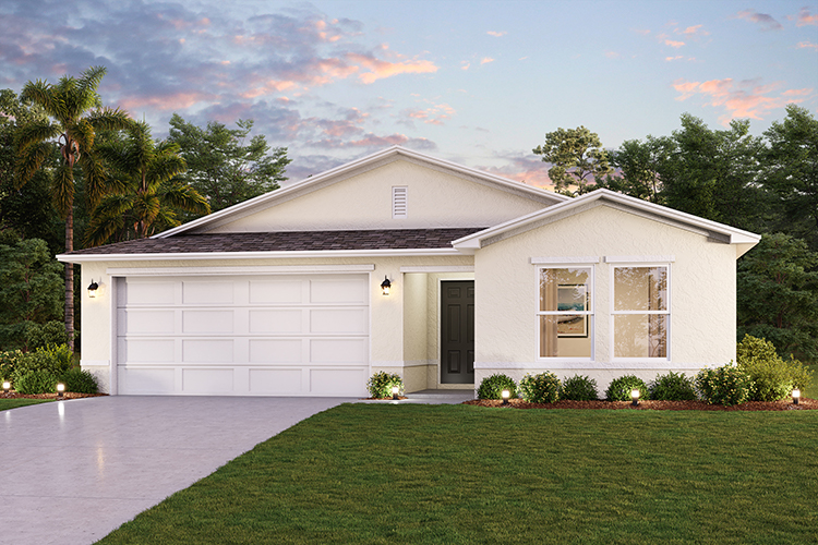 A house with a lawn.