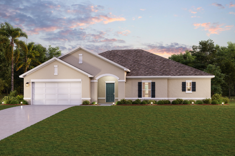 A house with a lawn.