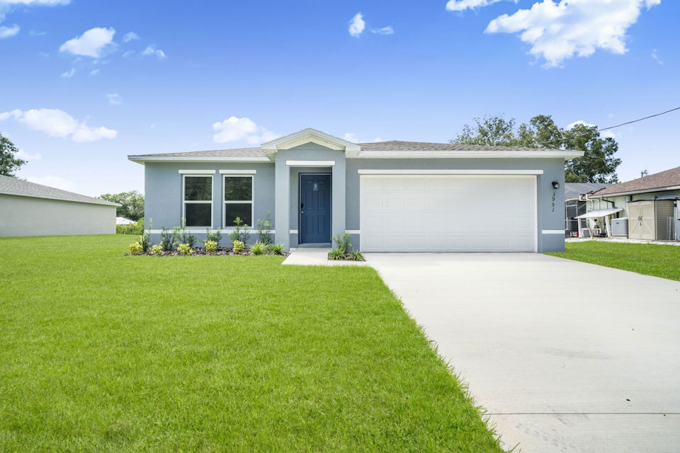 A house with a garage.