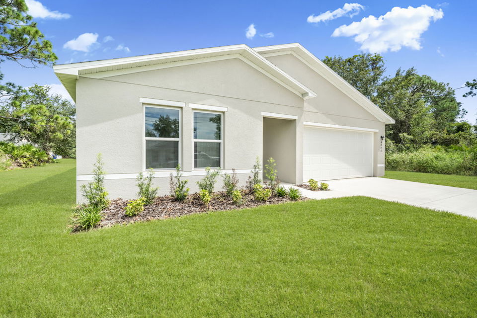 A house with a lawn.