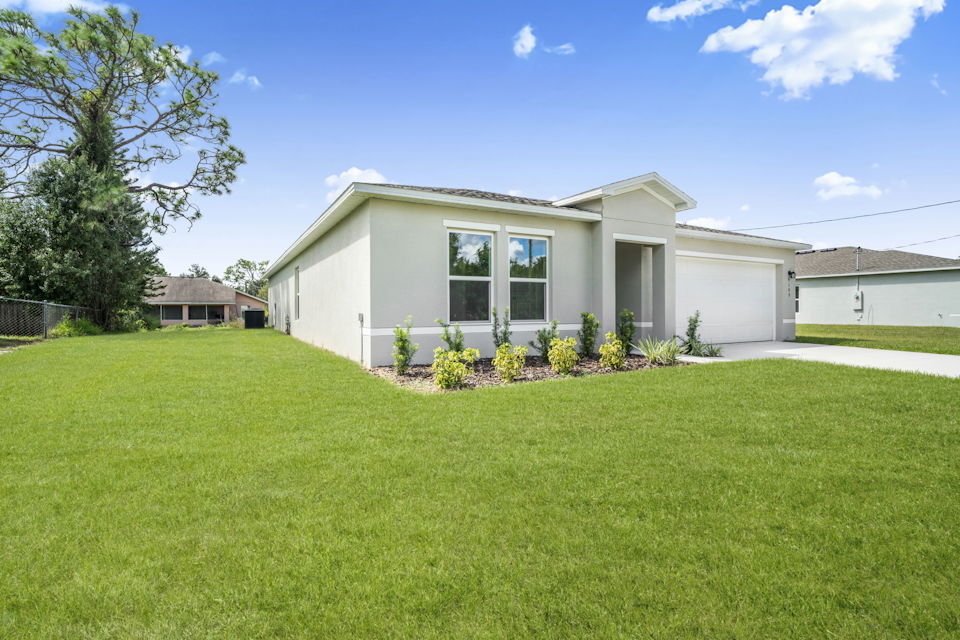 A house with a lawn.