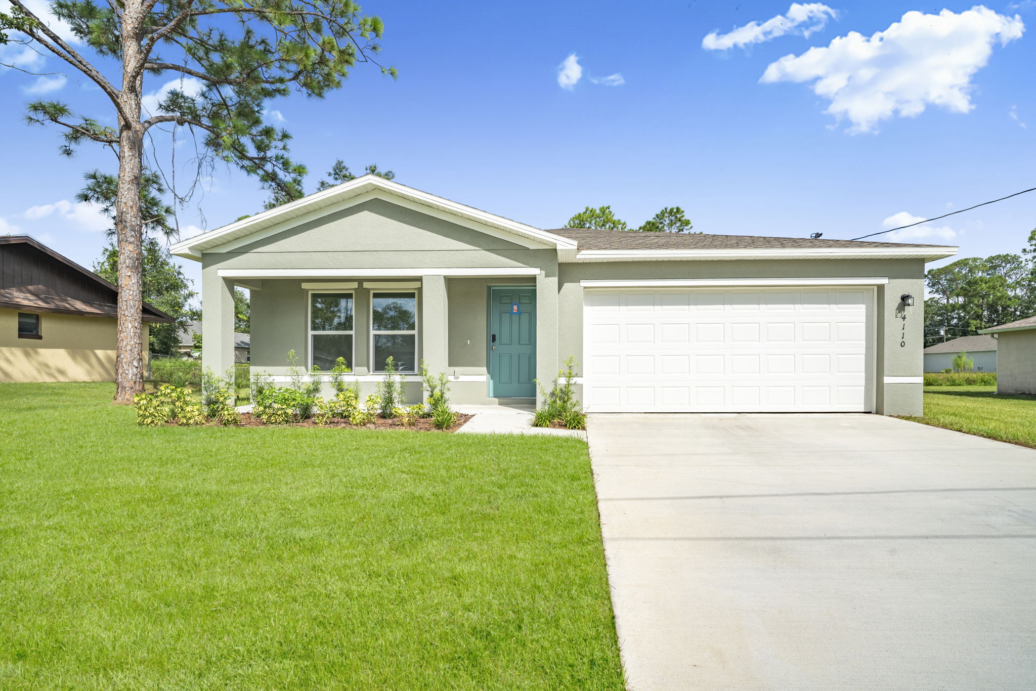 A house with a garage.