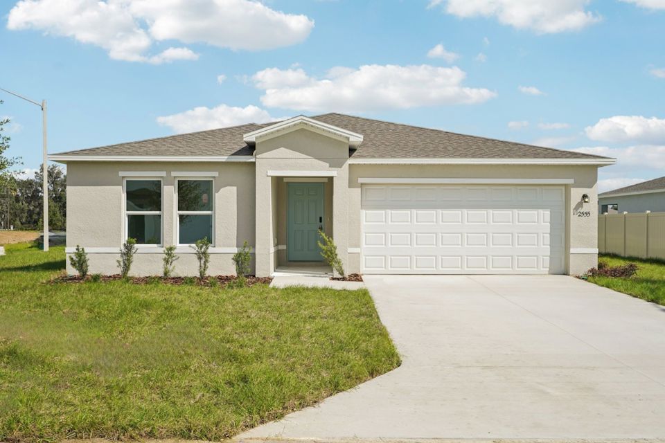 A house with a garage.