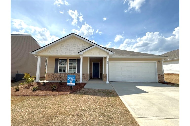 A house with a garage.