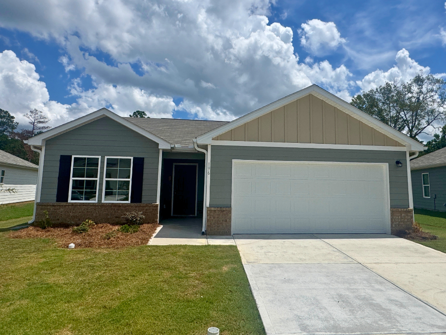 A house with a garage.