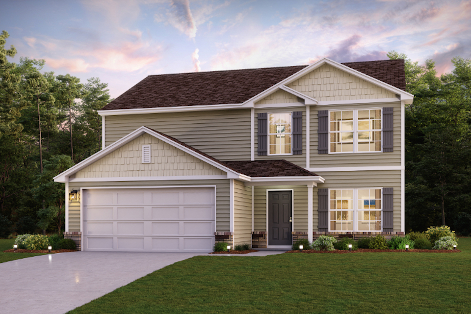 A house with a garage.