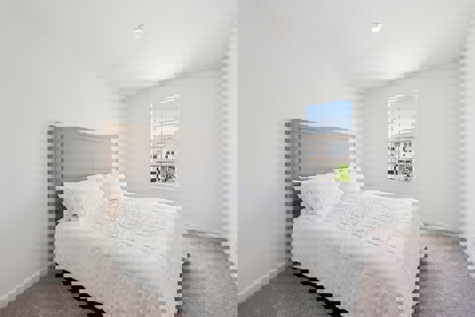 A bed in a room.